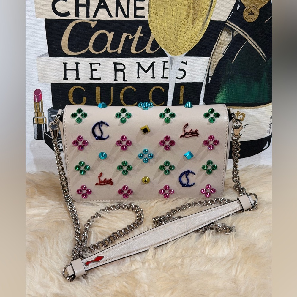 🔥 CHRISTIAN LOUBOUTIN PALOMA STUDDED SHOULDER BAG - Picture 11 of 12